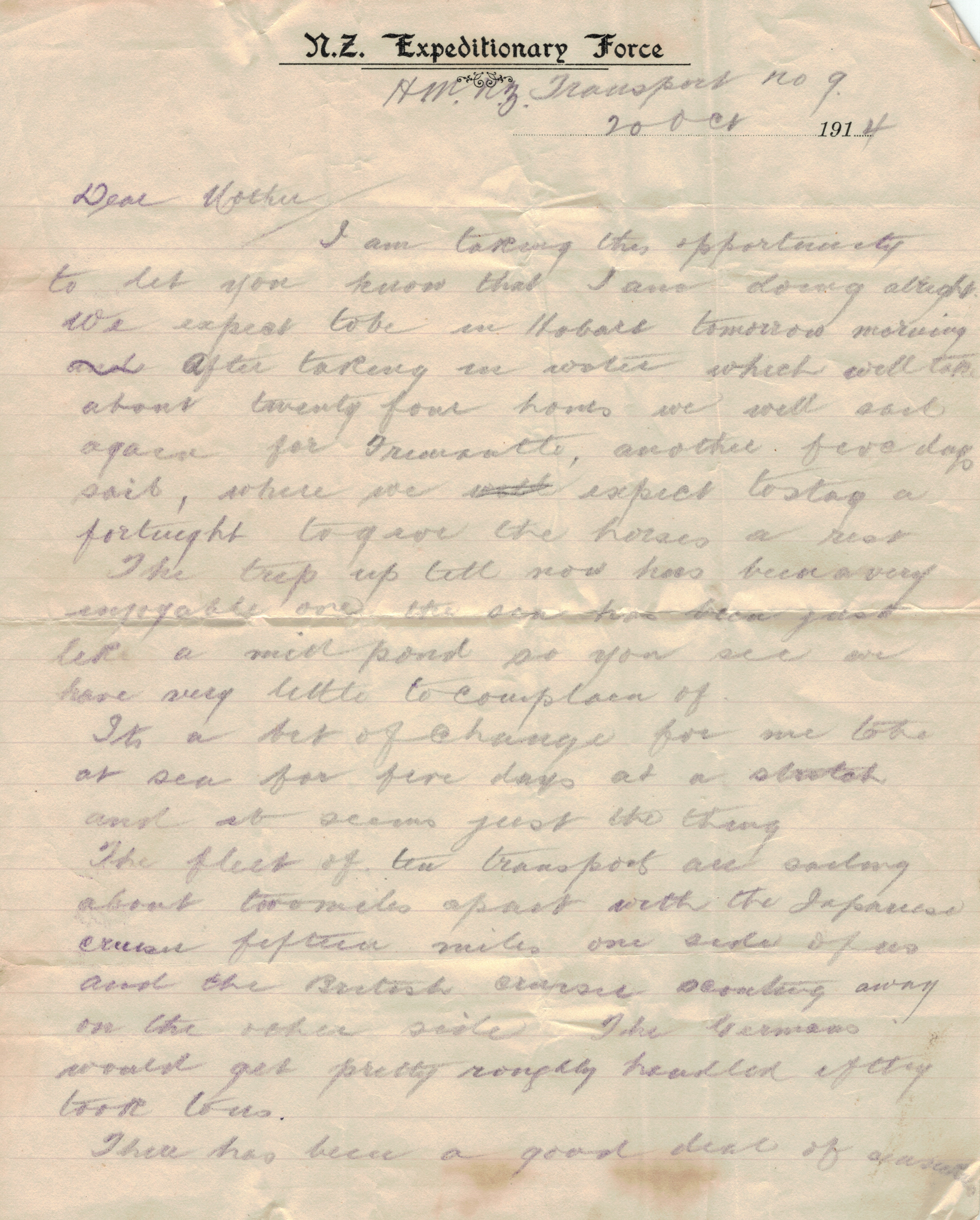 Bill Letter 20 Oct 1914 Page 1